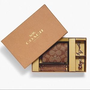 Boxed Mini Wallet On A Chain In Blocked Signature Canvas